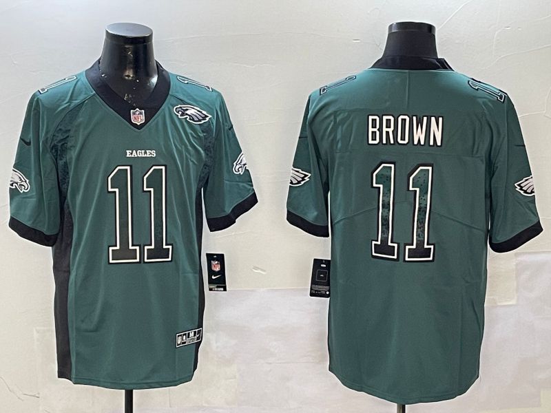 Men Philadelphia Eagles #11 Brown Green 2025 Nike Drift Fashion Color Rush Limited NFL Jersey style 5->philadelphia eagles->NFL Jersey
